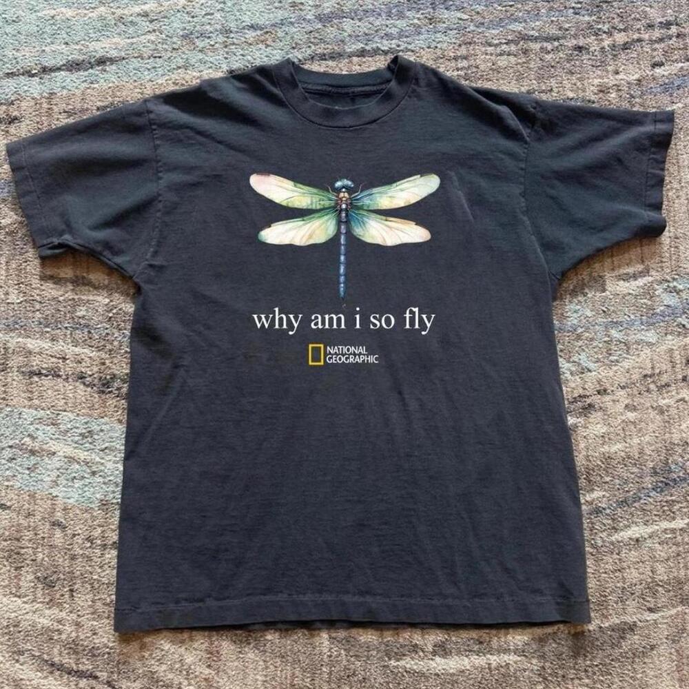 Gildan Men Black T-Shirt National Geographic Black Dragonfly T-Shirt 1